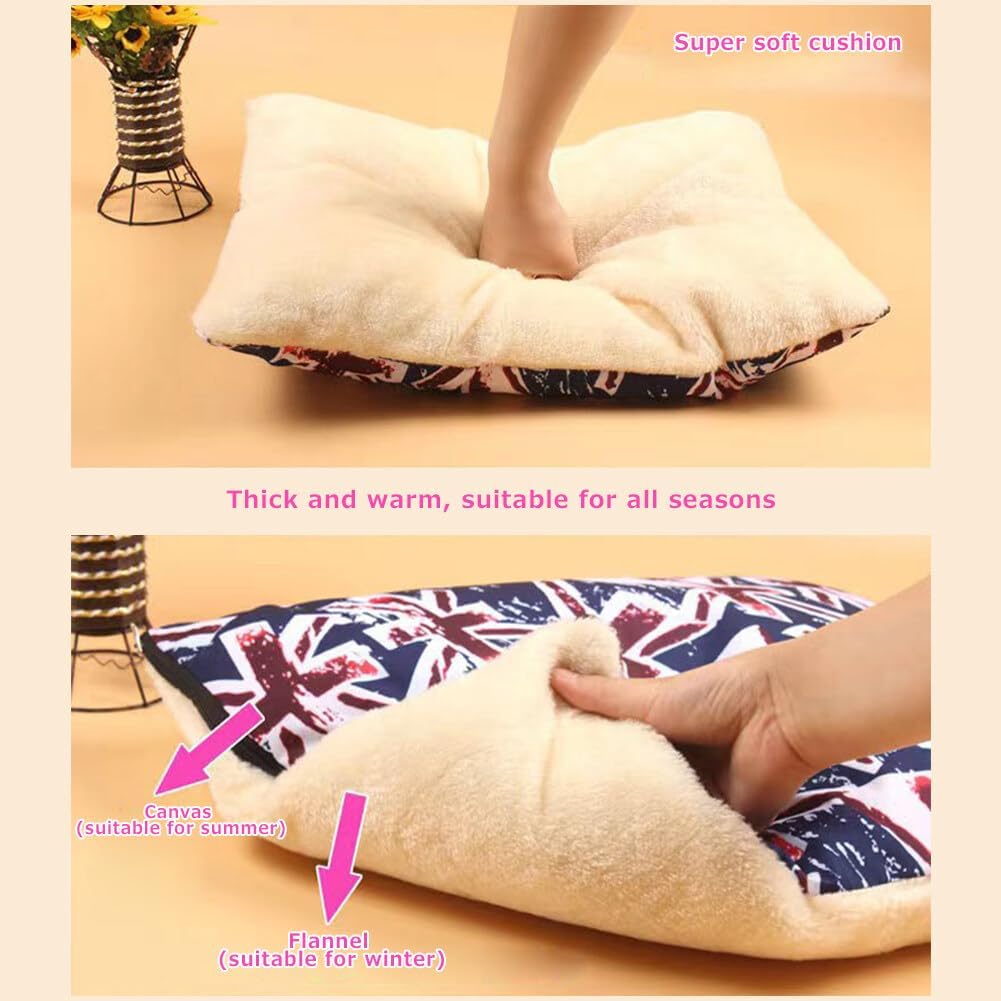 SKINFORD Dog Bed Cat Bed 2 in 1 Dog Bed with Double-Sided Mat Removable and Washable Cover Foldable Portable Non-Slip Warm House for Pets Puppy Kitten Rabbit