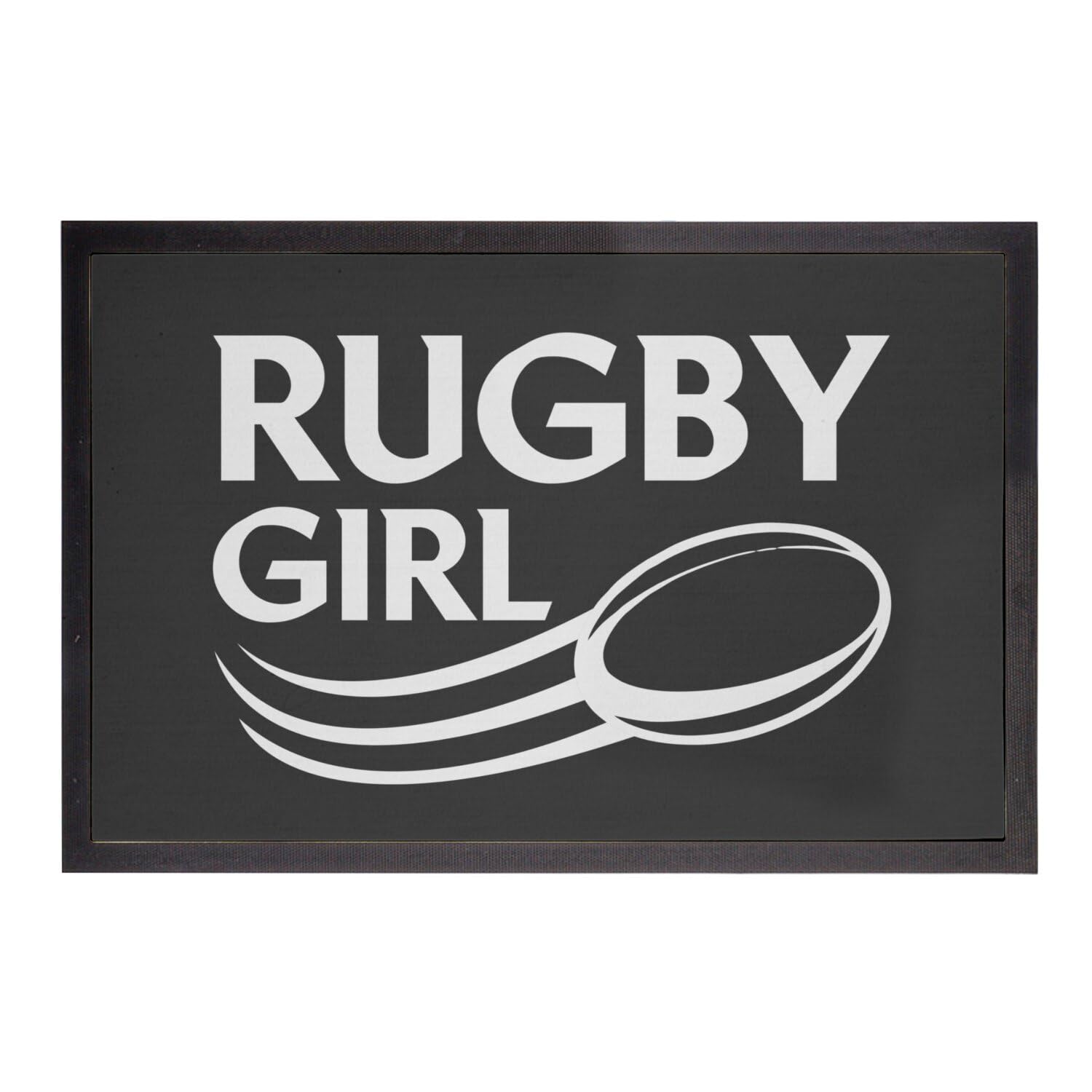 Paillasson noir rugby girl tapis entree sport equipe stade de 60x40cm