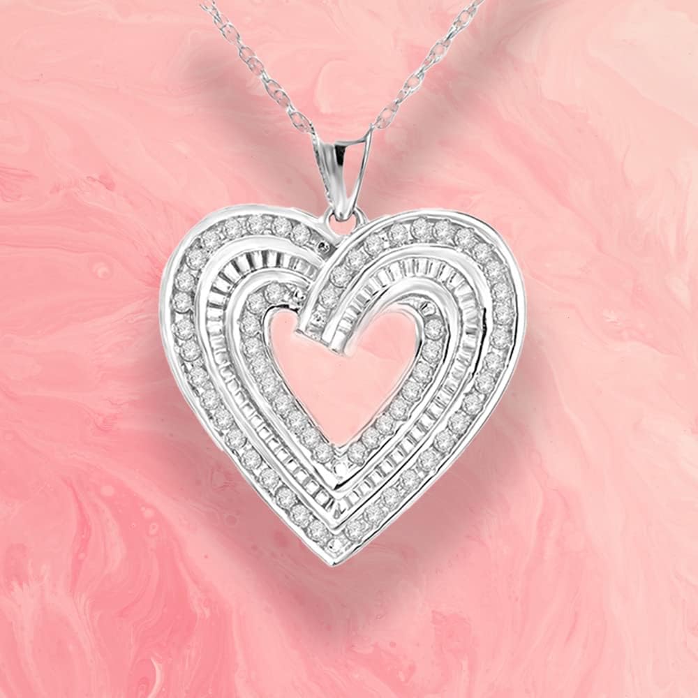 NATALIA DRAKE 1/2 Cttw Diamond Heart Necklace for Women in Rhodium Plated 925 Sterling Silver - Image 4