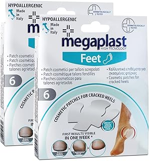 Juego de 2 Cajas de 6 Parches Cosméticos para talones agrietados, Almohadilla para el Talón color Blanco -JUANIO-