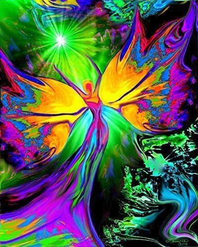 Colorful Fairy Artwork with Symbolism, Reiki Energy Art Photo Print for a Meditation Room "From Dark to Light"