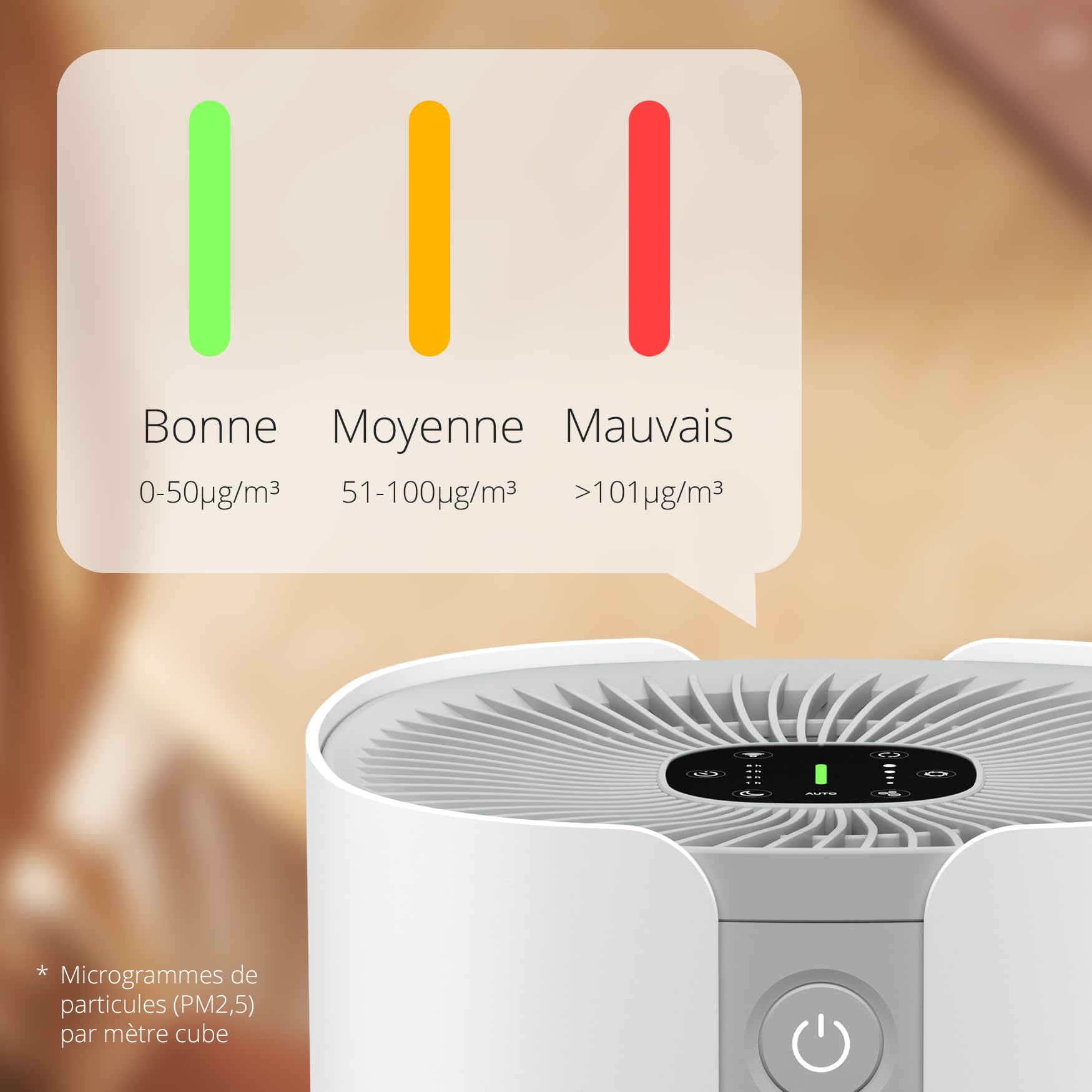Duux Bright 2 Purificateur d'air intelligent - Purificateur d'air avec 210 CADR, indicateur de qualité de l'air et ioniseur - Nettoie jusqu'à 99,97% de la pollution jusqu'à 42m² - Blanc