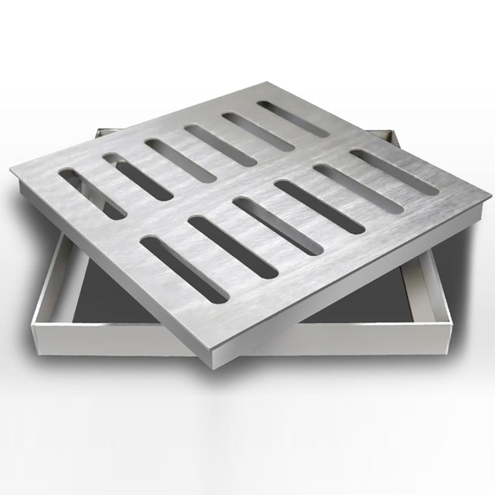 Couvercle de vidange carré en acier inoxydable brossé pour terrasse chic