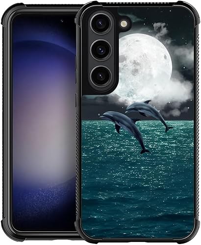 Funda compatible con Samsung Galaxy S23 Plus, diseño de dos delfines con diseño increíble a prueba de golpes, antiarañazos, carcasa trasera de