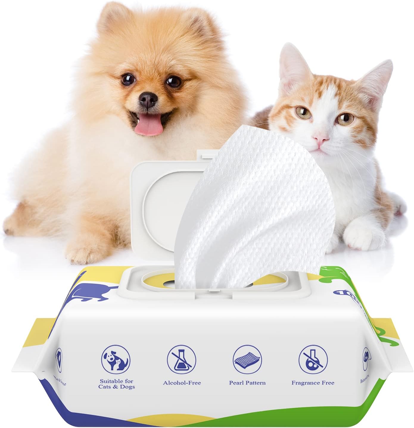 Pawaboo Dog Wipes, Pet Wipes for Paws and Butts with Lids, Unscented