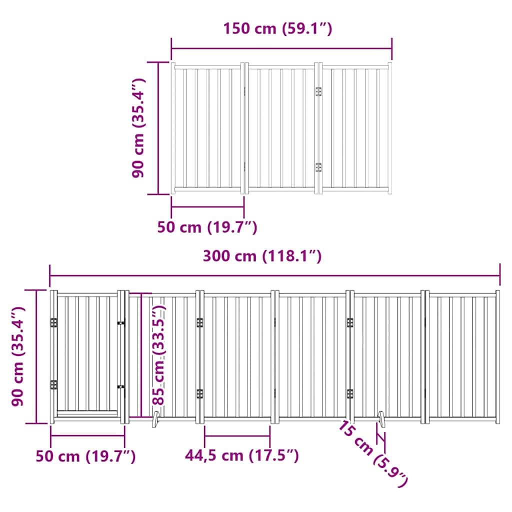 15-TLG. Puerta plegable para perros de madera de álamo negro, 750 cm, con puerta, independiente y a prueba de fugas, para cachorros, perros, jardín, terraza, patio, protección y seguridad en