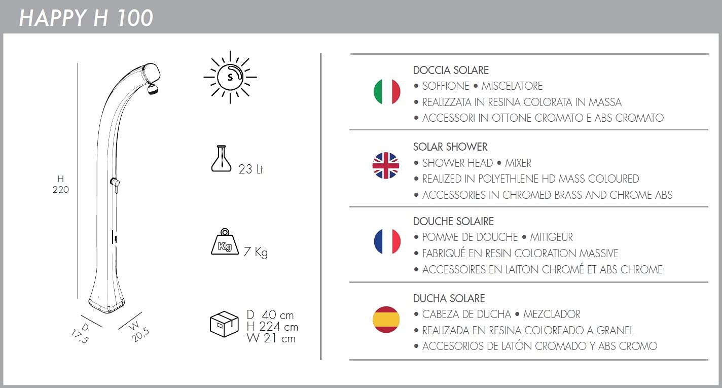 Doccia Solare Happy Verde Scuro Arkema Design H100/6016