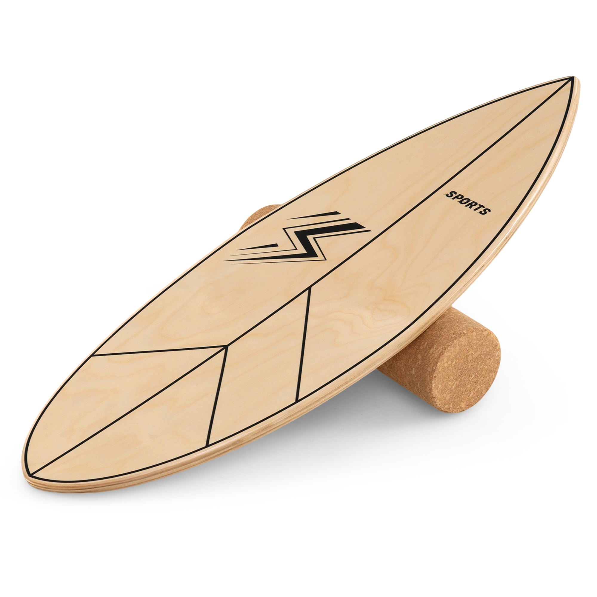 KOMFOTTEU Balance-Board aus Holz, Balance-Board in Blattform mit Korkrolle, Trainingsbrett für Kinder und Erwachsene, Spaß und Training, Belastbarkeit 100 kg