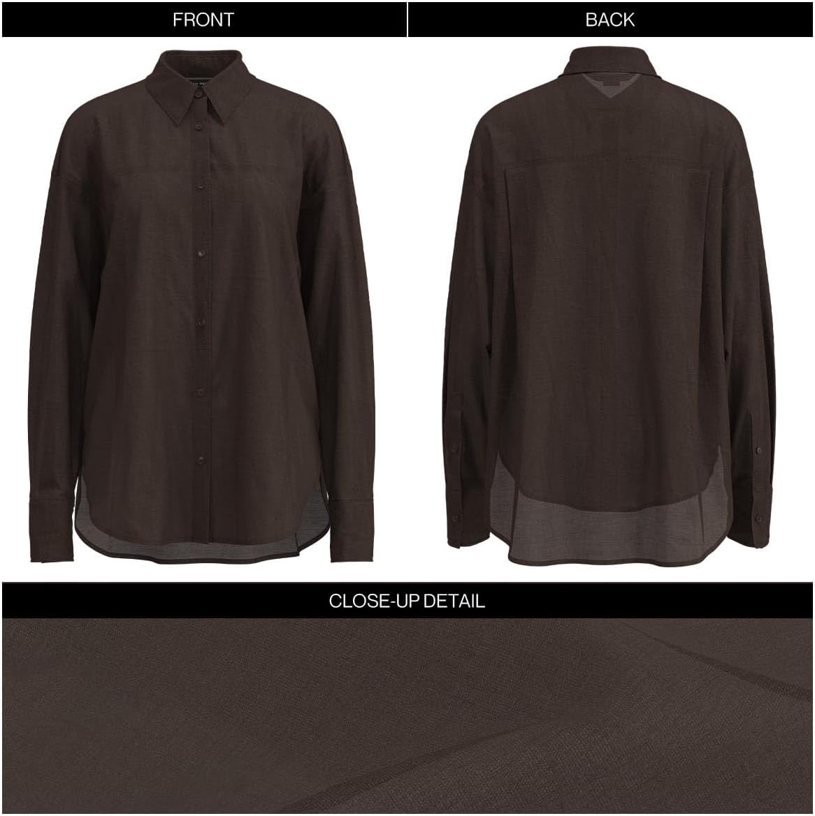 URBAN REVIVO Sheer Long Sleeve Lapel Button Down Shirts for Women Chiffon Blouses Fashion Trendy Mesh Tops - Image 4