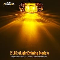 Vista 4 de Partsam Luz LED Ovalada Ámbar Roja de 2.5" con 2 Diodos para Remolque de Camión, Luz de Gálibo Marcadora Lateral 4PCS, Montaje en Superficie, Luces