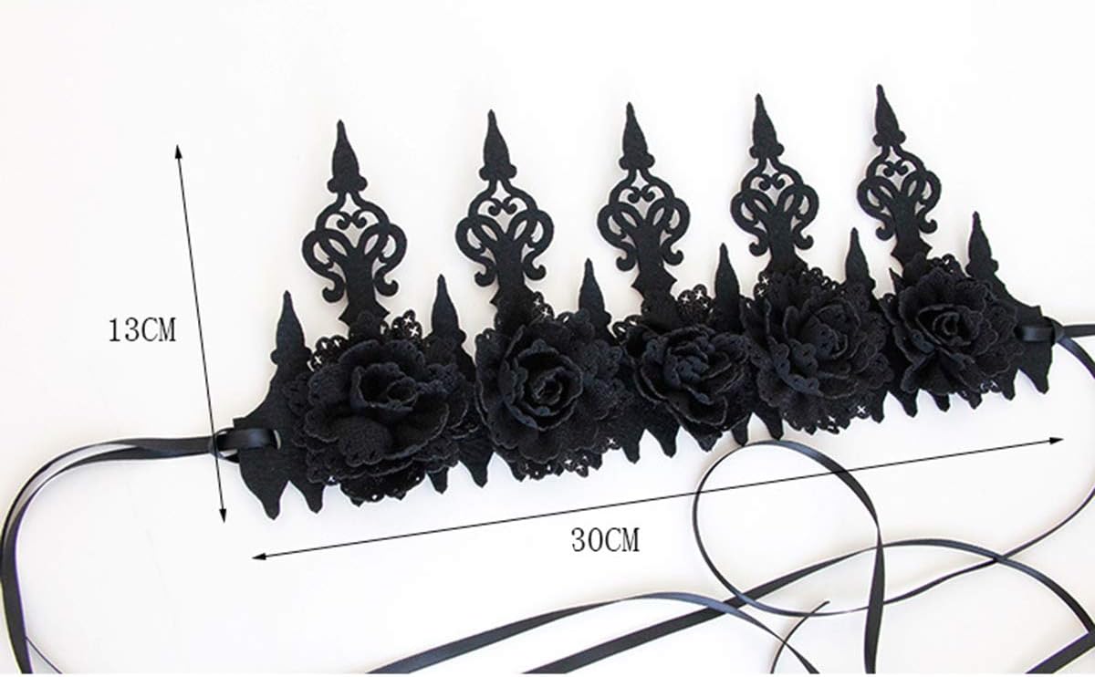 Amosfun Gothic Garland Crown Headband Dancing Party Headdress Women Halloween Masquerade Decoration Hair Accessories (Black) - Image 5