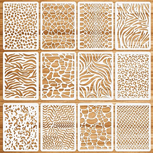 OOTSR 12 Stück Schablonen Set, 15x21cm Schablonen zum Malen Wiederverwendbar Kunststoff Schablonen Vorlagen für Holz, Boden, Möbel Wandgestaltung Deko, DIY Scrapbooking Handwerk