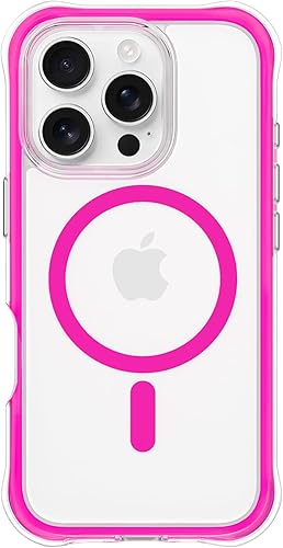 Miniatura 23 de ORNARTO Air Case para iPhone 16 Pro Max Transparente, Compatible con MagSafe, Funda de Protección contra Caídas de Grado Militar con Air-Pink