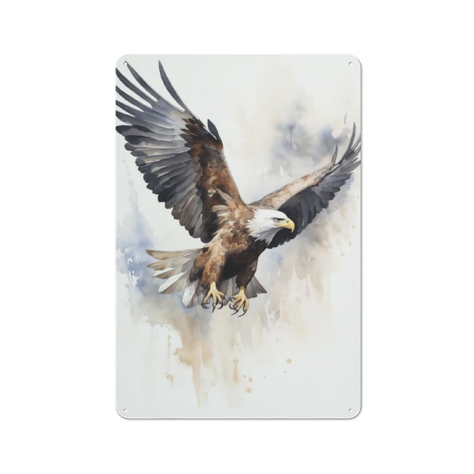 Junmoney Eagle Watercolor 30X20cm Retro Metal Sign With For Man Cave Or Games Room, Tin Sign Wall Decor For Games Rooms And Man Caves