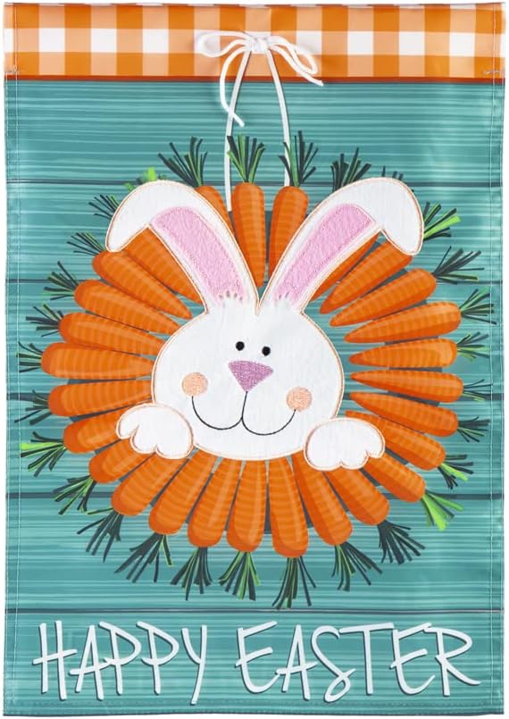 Evergreen Carrot Wreath Garden Applique Flag Happy