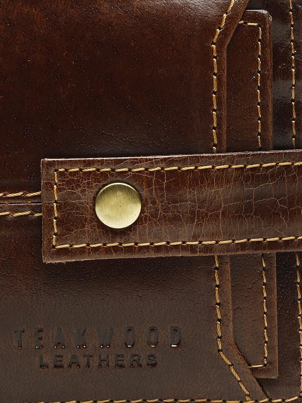 Image of TEAKWOOD LEATHERS Men Leather Wallet | Genuine Leather Purse for Mens, RFID Protected Personalized Wallet | WLT 485 C Brown