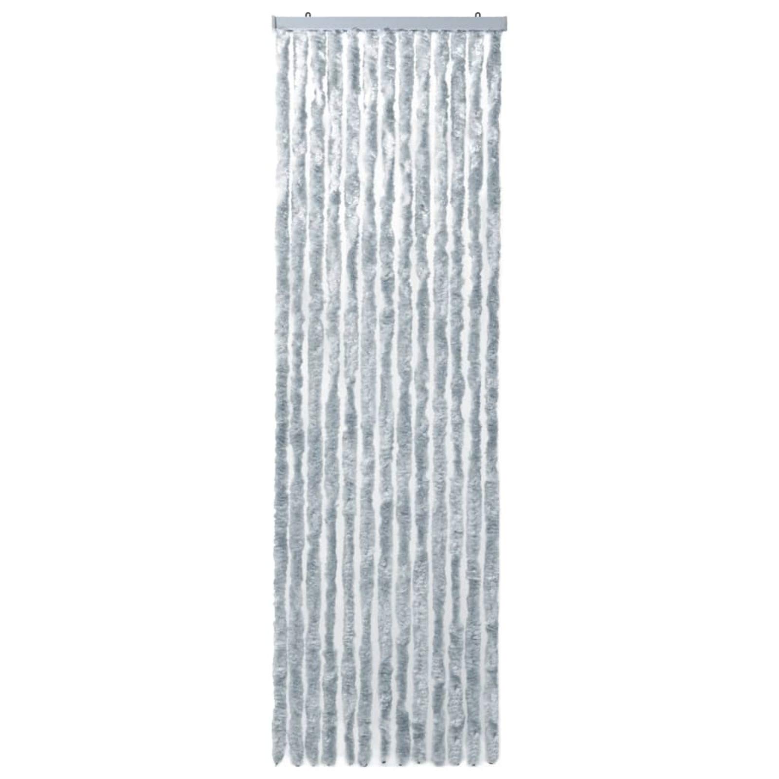 Tidyard Moustiquaire Rideau de Porte Protection Contre Insectes Anti-Moustique Mouche Caravane Blanc et Gris 56x200 cm Chenille