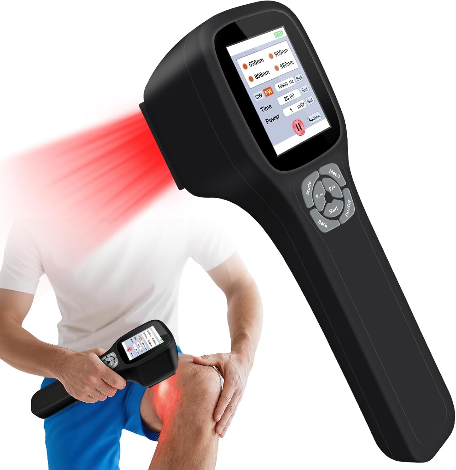 2026 Red Light Therapy Device for Body Pain, 10x650nm 5x808nm 5x905nm 5x980nm Touchscreen Near Infrared Light Wand, Infrared Light Therapy with Glasses for Muscle, Pain Relief and Pets