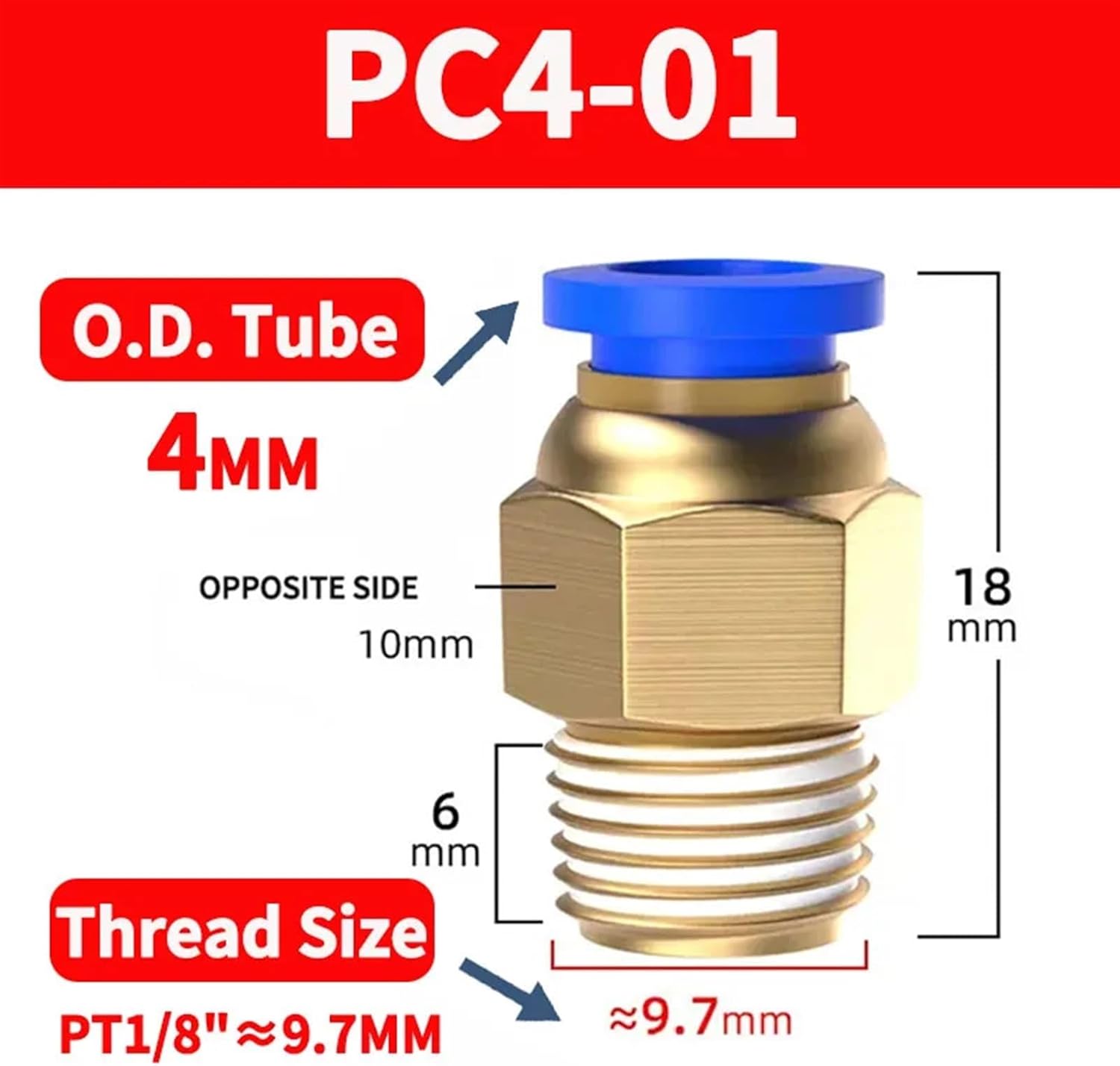 50PCS 4mm-12mm Tube to BSPT Male Thread Straight One Touch Air Pneumatic Pipe Fitting Quick Connector PC4-M5 PC6-01 PC8-02(PC4-01)