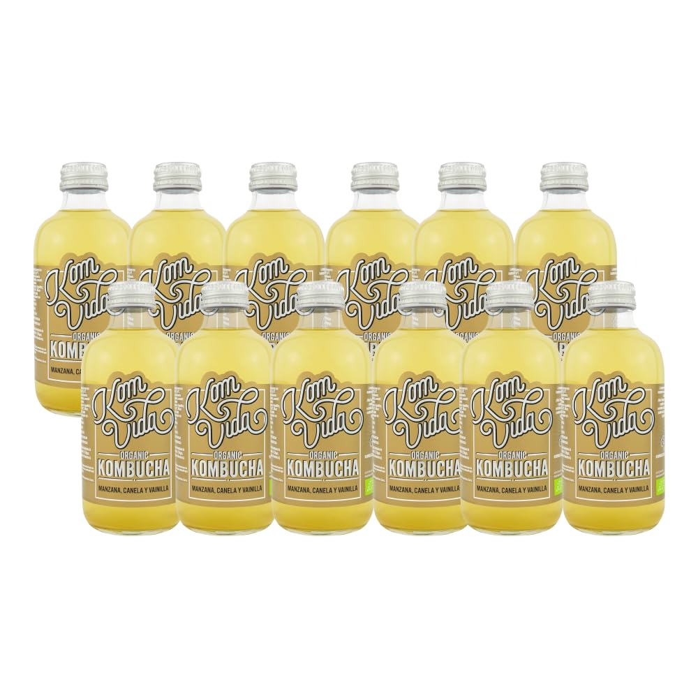 Té kombucha. Komvida. Kit sabor Manzana, canela y vainilla. 12 botellas de 250 ml. Envío en frío.