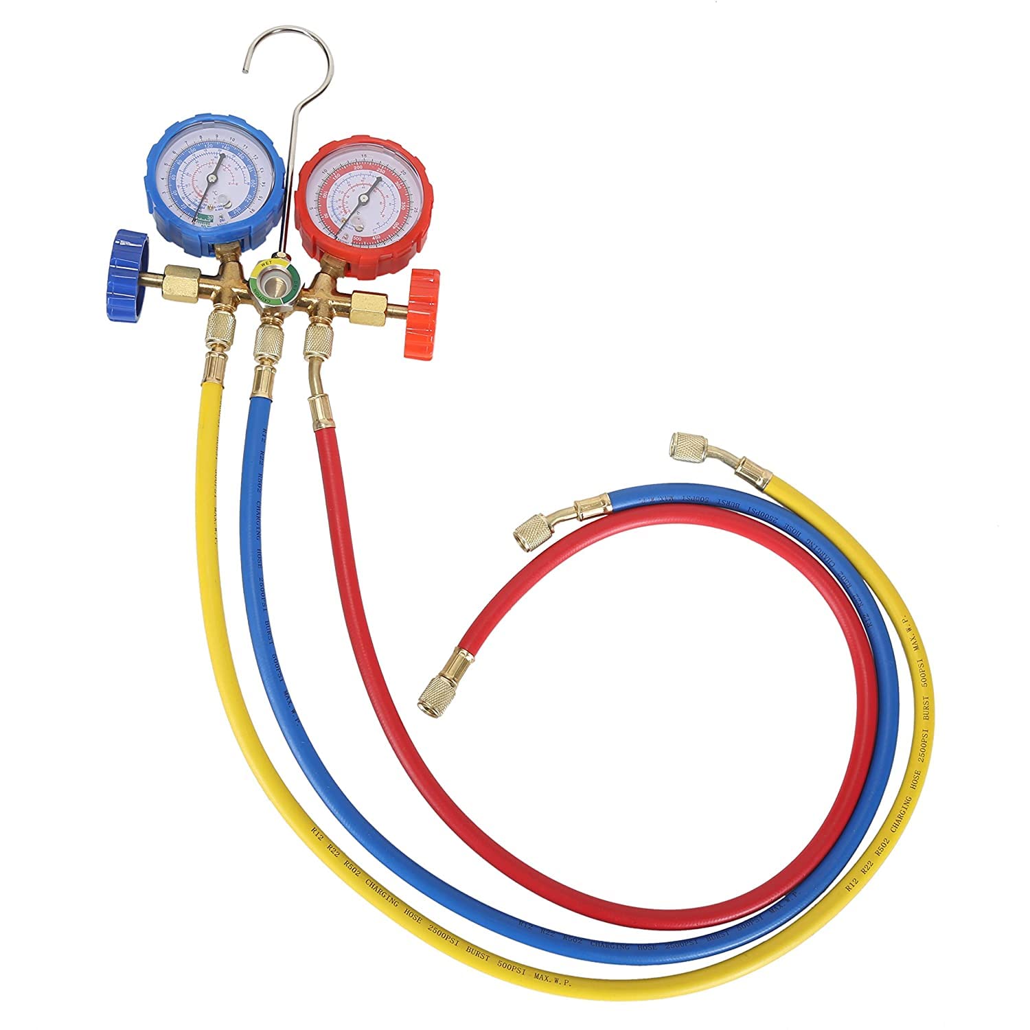 VNGEE Enterprise Manifold Pressure Gauge and Refrigerant Testing Charging Evacuation for Air Condition Tool Manifold Pressure Gauge R-22,R-12,R-134A&R-502 and Refrigerant Testing Charging Evacuation