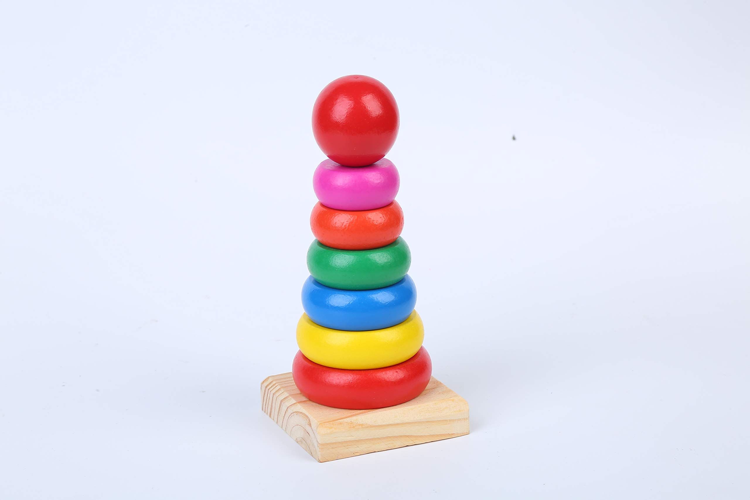 Rainbow Stacking Rings toys for kids, Multicolored Shaping skills increasing toys, Wooden Learning and educational toy