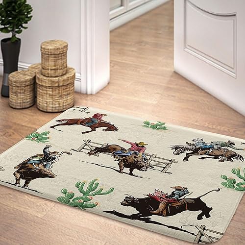 Miniatura 2 de Viajar Alfombras de baño occidentales, alfombra de baño de cactus del desierto de caballo salvaje, alfombra de baño de campo, desierto salvaje oeste