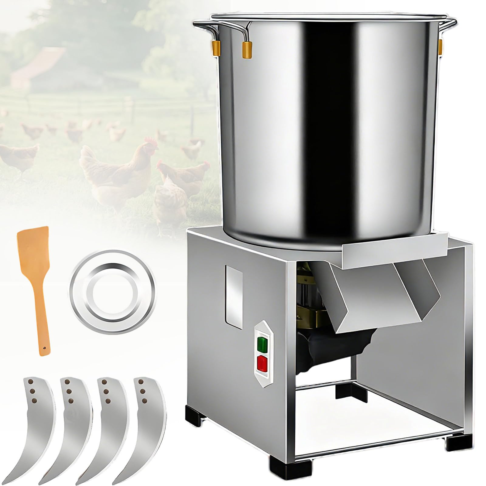 Procesadora de Alimentos Comercial, picadora de Verduras Comercial, Puerto de alimentación Grande, 60-200 kg/h, ralladora y trituradora de Verduras Profesional con 4 Cuchillas 1500W