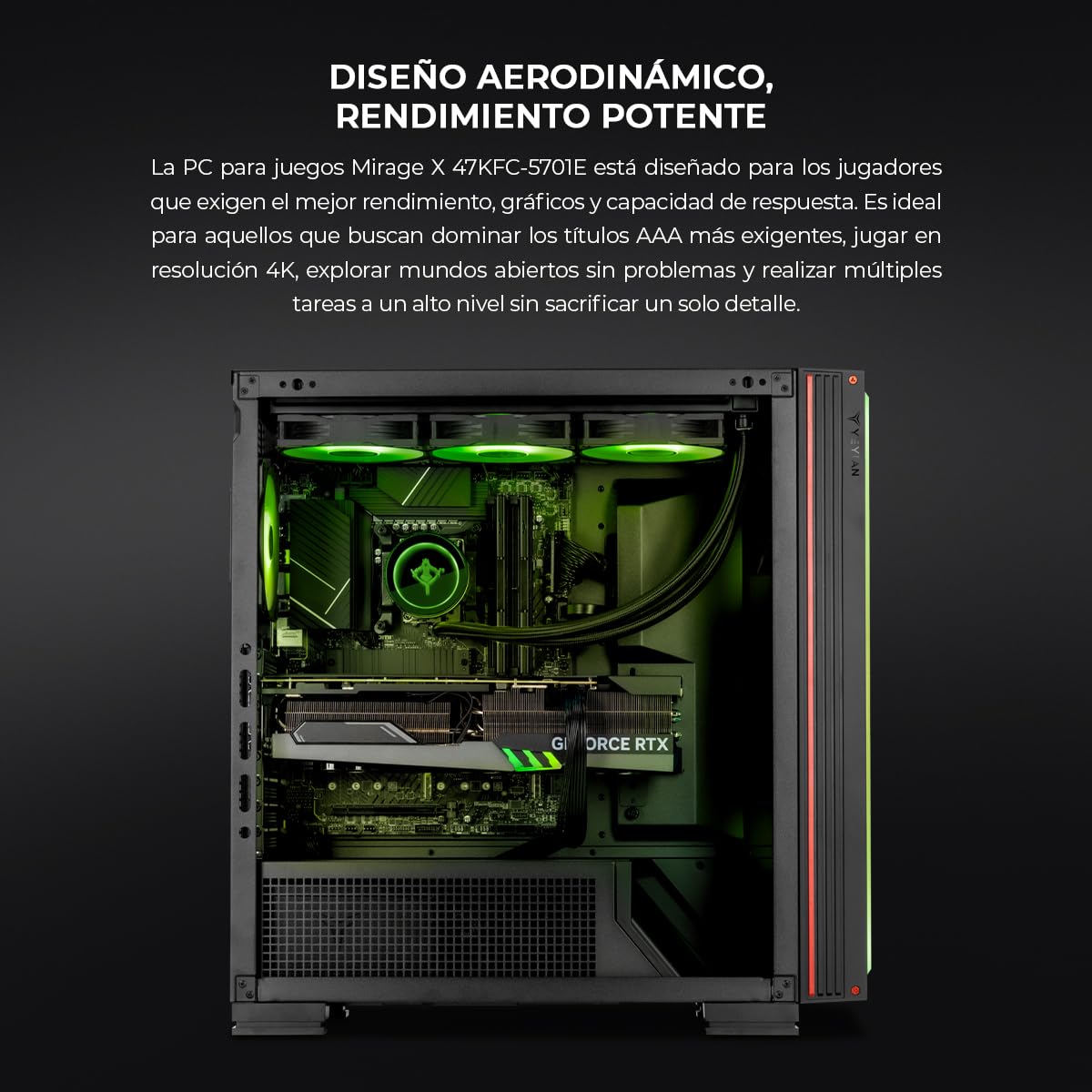 YEYIAN PC Gamer Mirage X | Intel Core i7-14700F 20 Cores up to 5.4 GHz | NVIDIA GeForce RTX 5070 12GB GDDR7 | 32GB DDR5 6000MHz | SSD 1TB NVMe Gen4 | Win 11 Pro