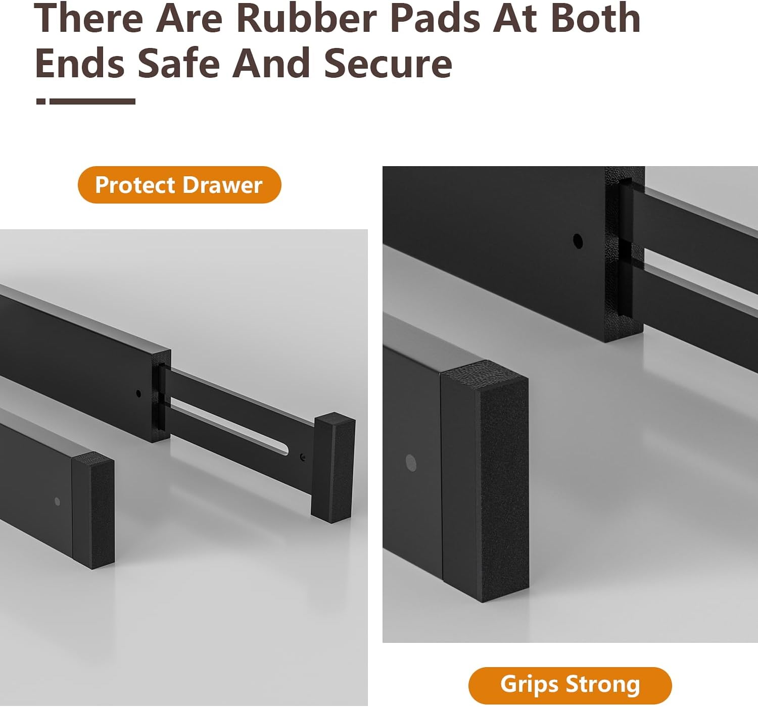 DUCOO 4 PCS Drawer Divider, 17"-22" Adjustable Bamboo Drawer Dividers Organizers, Expandable Separators for Kitchen, Clothes, Dressers, Home, Office, Black