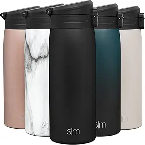 Simple Modern Insulated Thermos Travel Coffee Mug with Snap Flip Lid | Leakproof Reusable Stainless Steel Tumbler Cup | Gifts for Women Men Him Her | Kona Collection | 16oz | Midnight Black