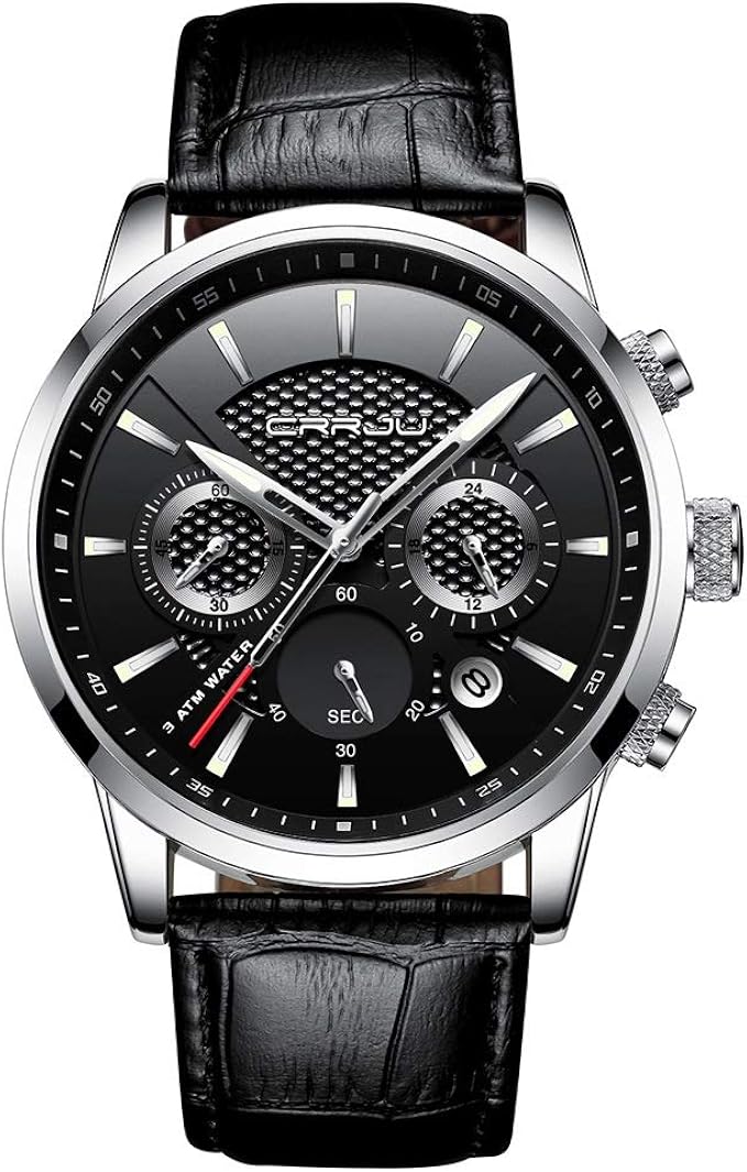 CRRJU Fashion 3Sub Chronograph Auto Date Sport Quartz