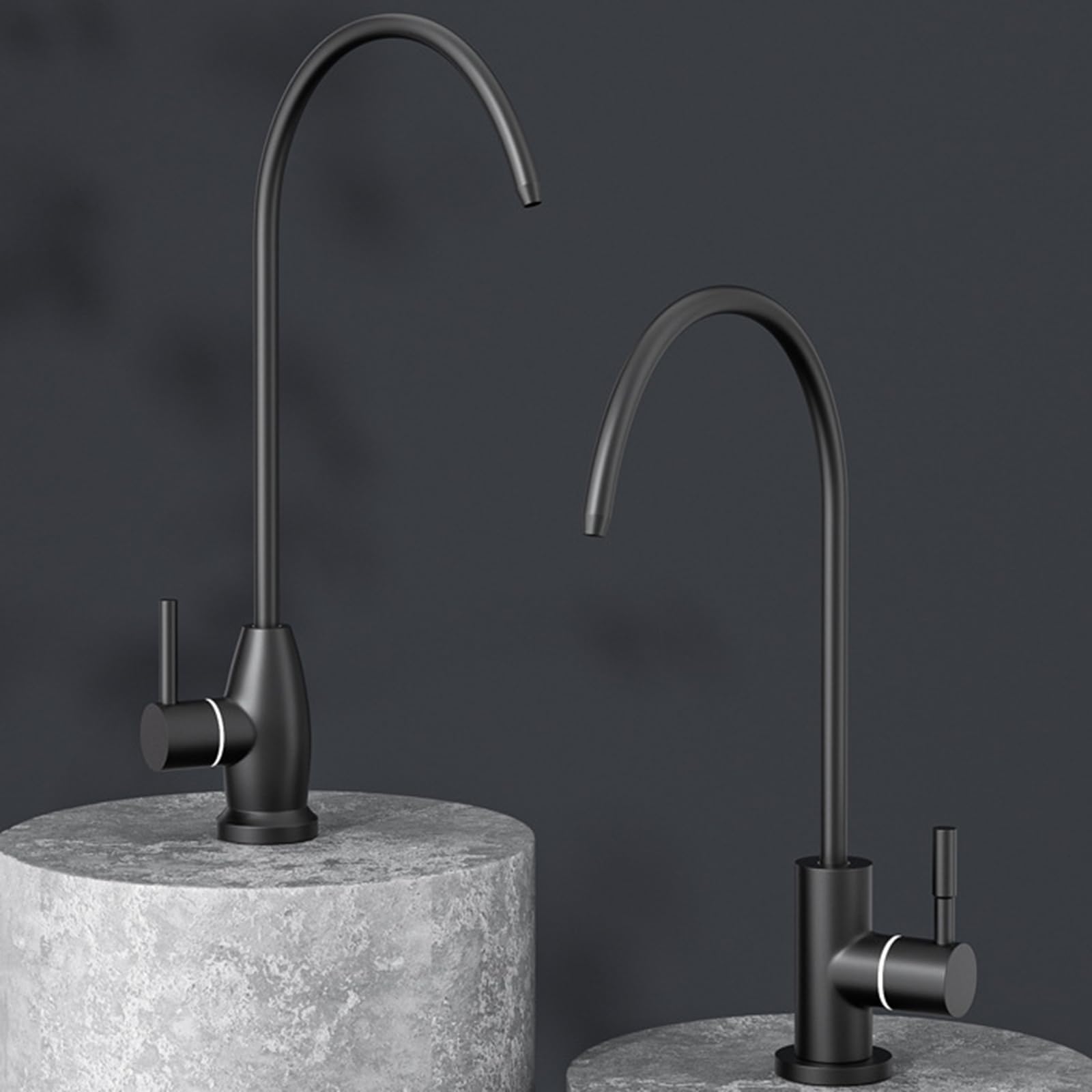 Depuradora de Agua grifo, grifo de Fregadero de Cocina Giratorio de Acero Inoxidable,Negro Un