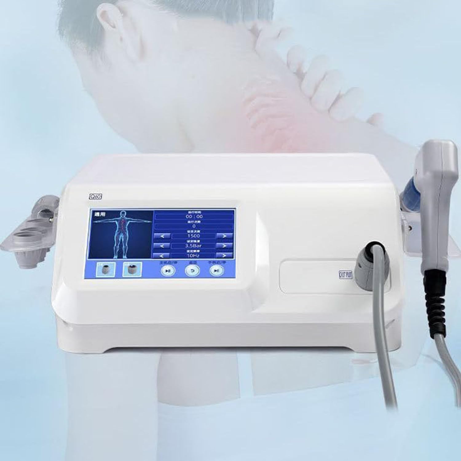 Máquina Terapia Ondas Choque Extracorpóreas Electromagnético E-D Alivio Dolor Masajeador Músculos Profundos Dispositivo Relajación Con 5 Cabezales Masaje