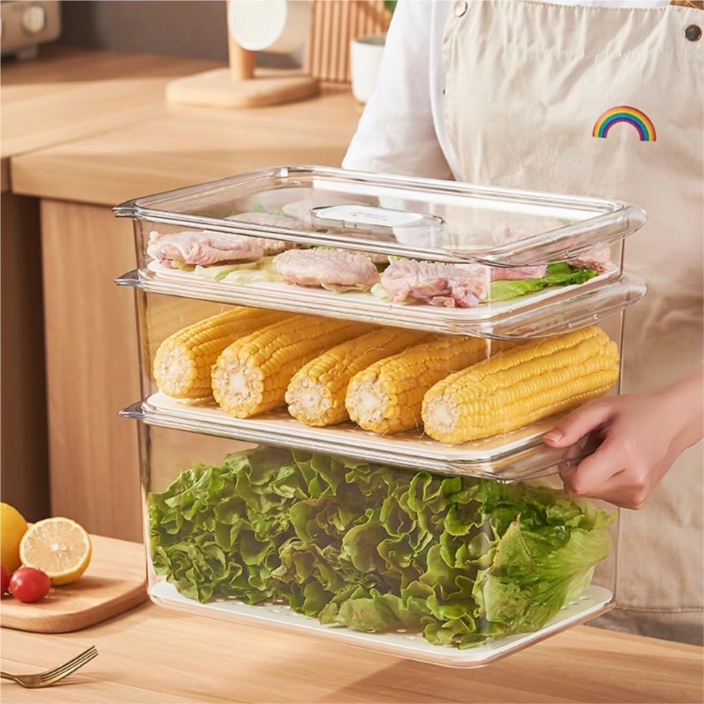 contenedor de Comida Drenaje del refrigerador Caja de Mantenimiento de la Cocina casera Caja de Almacenamiento de Acabado Caja de Almacenamiento de congelación rápida for el Mantenimiento 4L