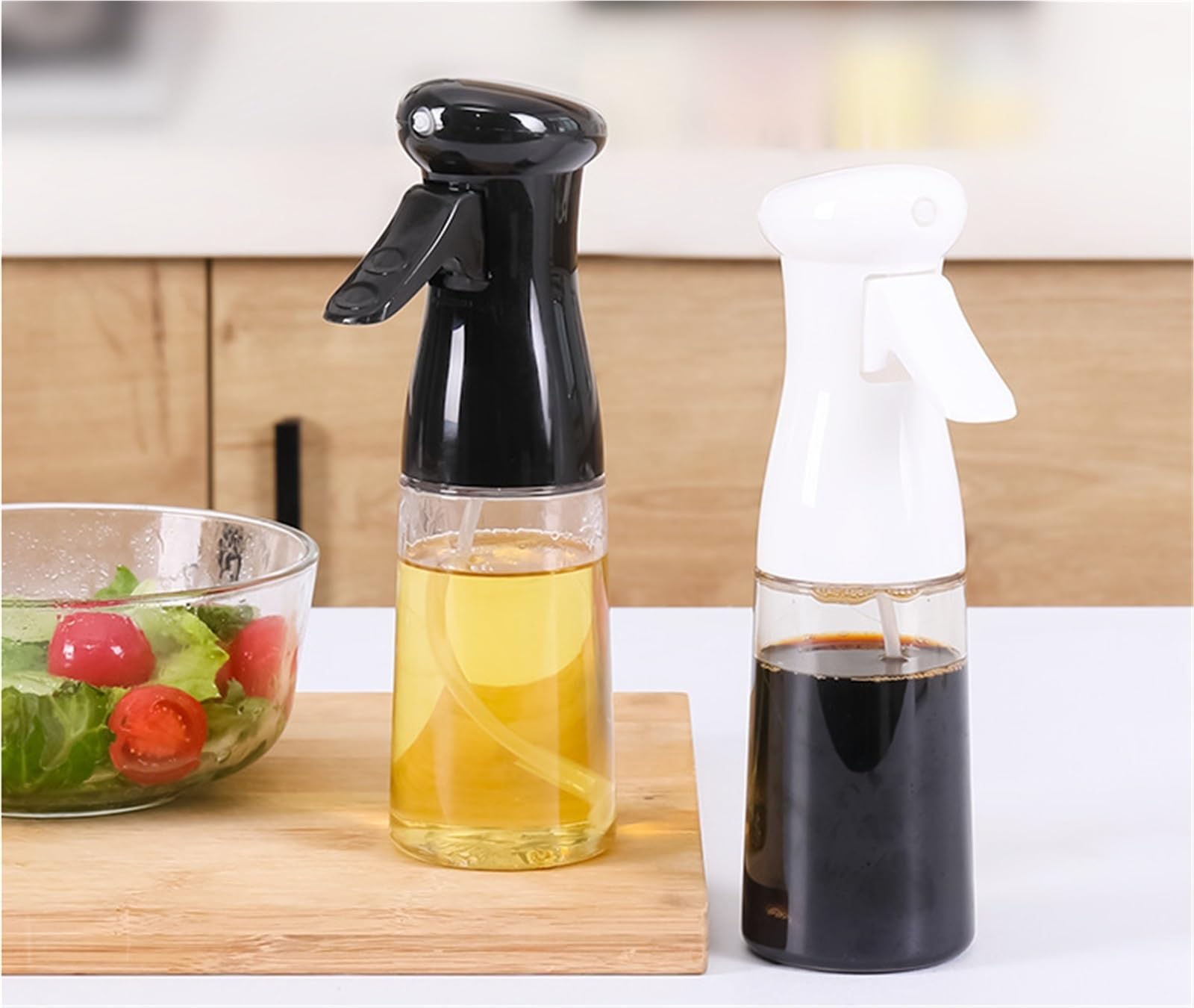 Ölflasche Oil Dispenser Olivenöl-Sprüher, Glas-Öl-Sprüher Ist Geeignet for Air Fryer Barbecue Ölspray Airfryer(Black)