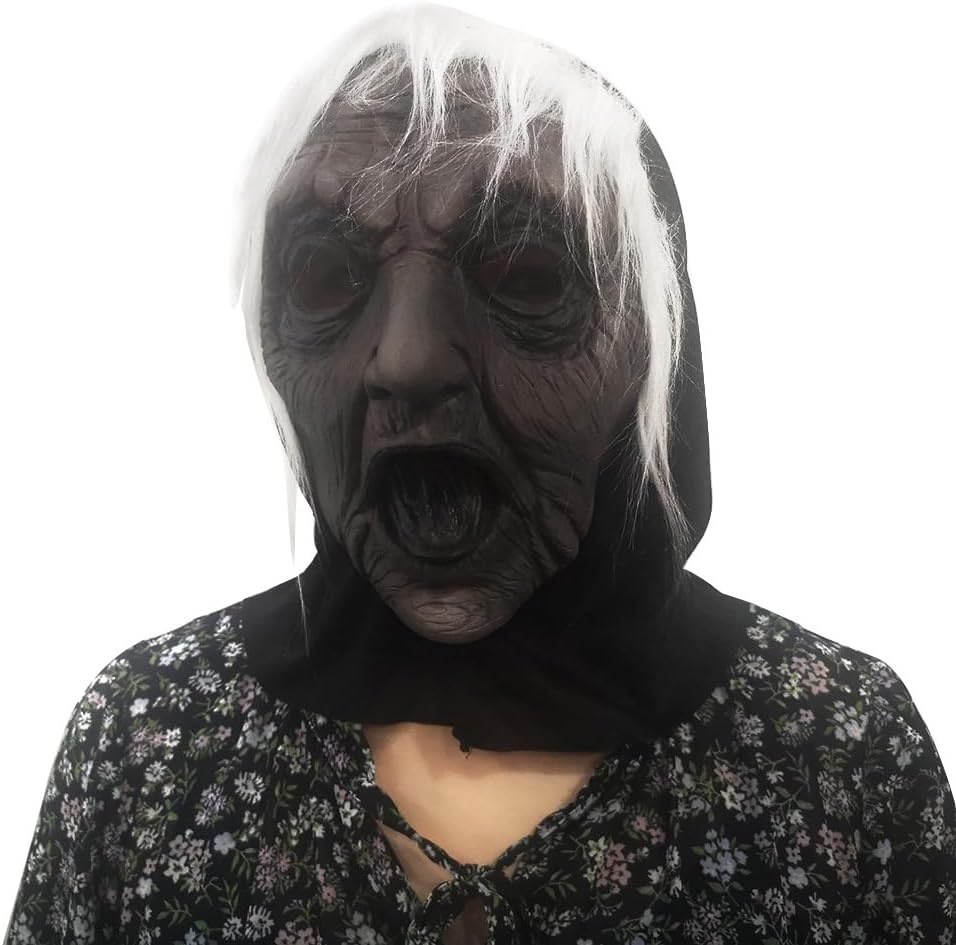 ACBAGI Halloween Mask Scary Costume Old Women Mask Scary