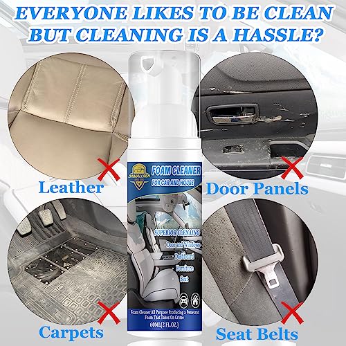 Foam Cleaner For Car, 2 Pack Interior Car Cleaning Kit for Car and House, Car Interior Cleaner Remove Stain from Leather, Carpet, Upholstery, Fabric, Lemon Flavor Car Detailing Kit Interior Cleaner - Image 3