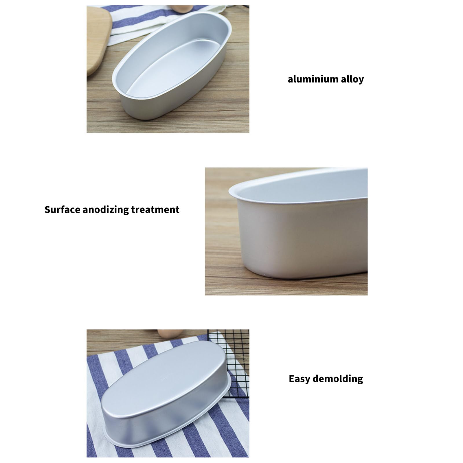 De 6 prácticos moldes para pasteles, moldes para hornear de aleación de aluminio, moldes para pasteles ovalados, moldes para hornear adecuados para postres, utensilios para hornear de aleación de
