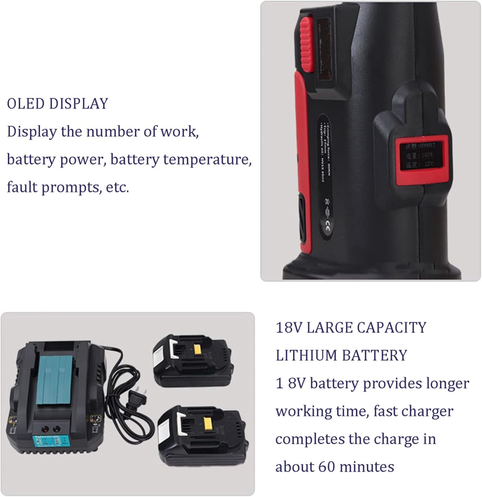 Herramienta de crimpado hidráulica eléctrica, crimpadora de terminales de cable de alto rendimiento. Kit de herramientas para terminales de cables eléctricos, rango de 16 a 300 mm² red
