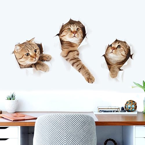 3D Vivid Cat - Adhesivo de pared para habitación infantil, diseño de gato