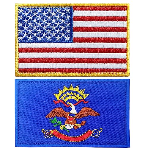 stidsds 2 Pack American US North Dakota Flag Patch USA