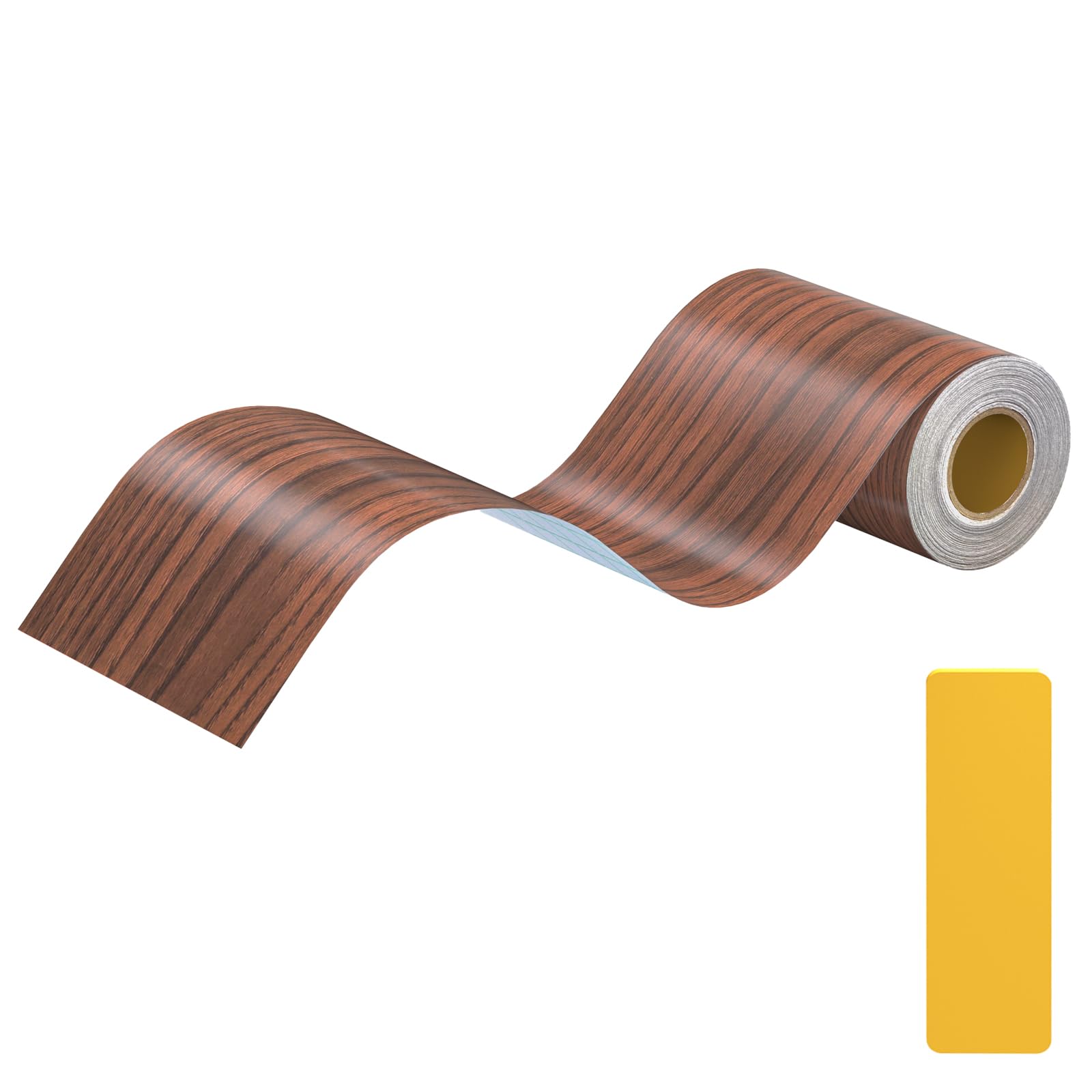 Lifuncren 5M Woodgrain Patterned Duct Tape, Wood Effect Repair Adhensive, Self-Adhesive Wood Grain Repair Tape, Imitation Woodgrain Wallpaper Border for Skirting Board, Doors, Floors (Walnut)