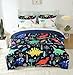 Jameswish Dinosaur Comforter Set Twin for Kids Boys Teens 7 Piece Bed in a Bag Cartoon Colorful Dino 3D Print Bedding Set with Sheet