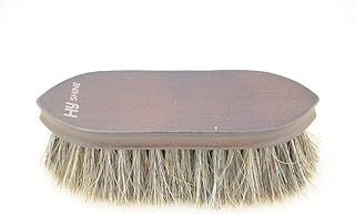 HySHINE Deluxe Horse Hair Wooden Dandy Brush - Black / White / Brown Mixed Horse Hair For Horses & Ponies - 4.5cm
