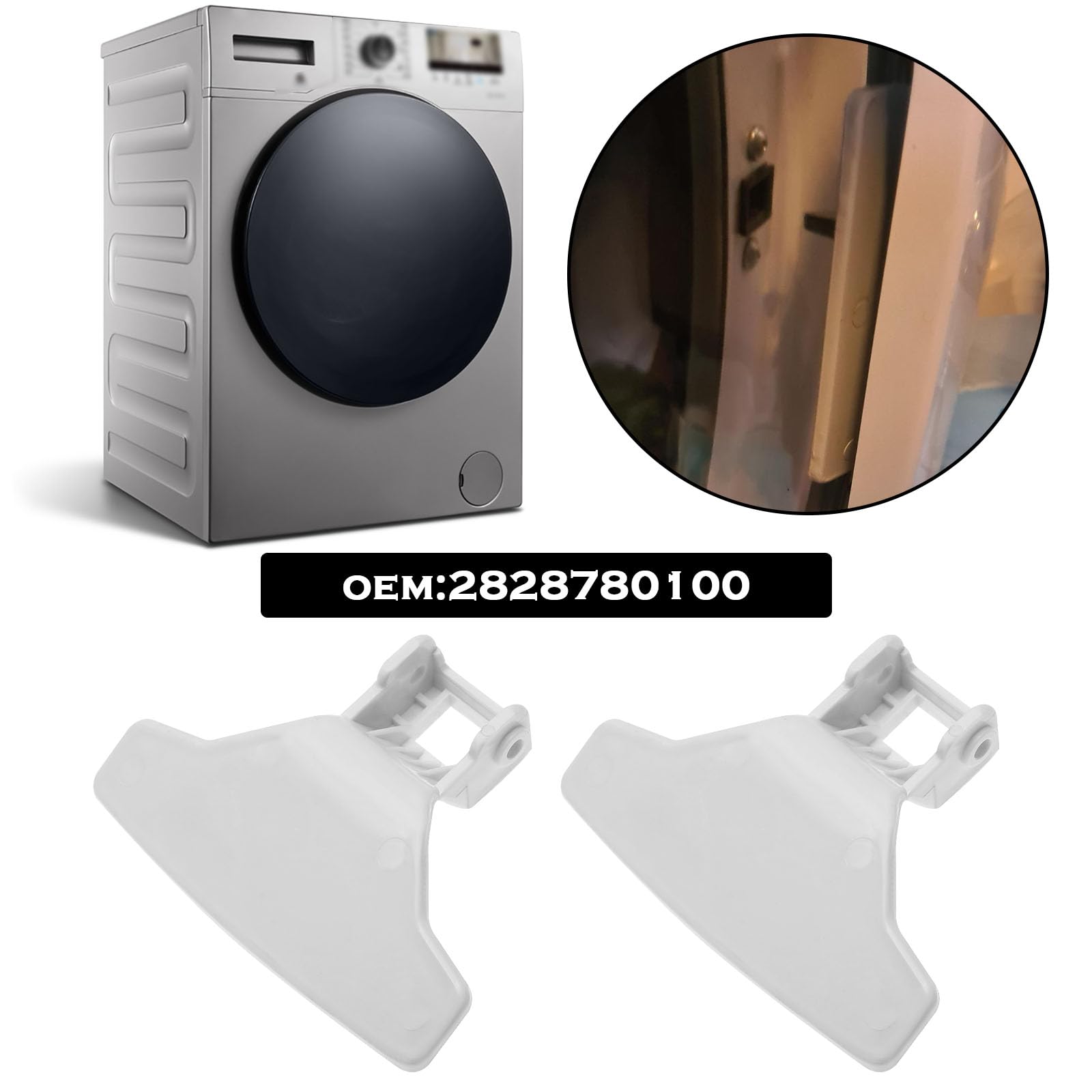 2 Stück Türgriffhebel für Waschmaschinen, Türgriff Kompatibel mit Beko-Waschmaschinen, Ersatzzubehör 2828780100, Weiß