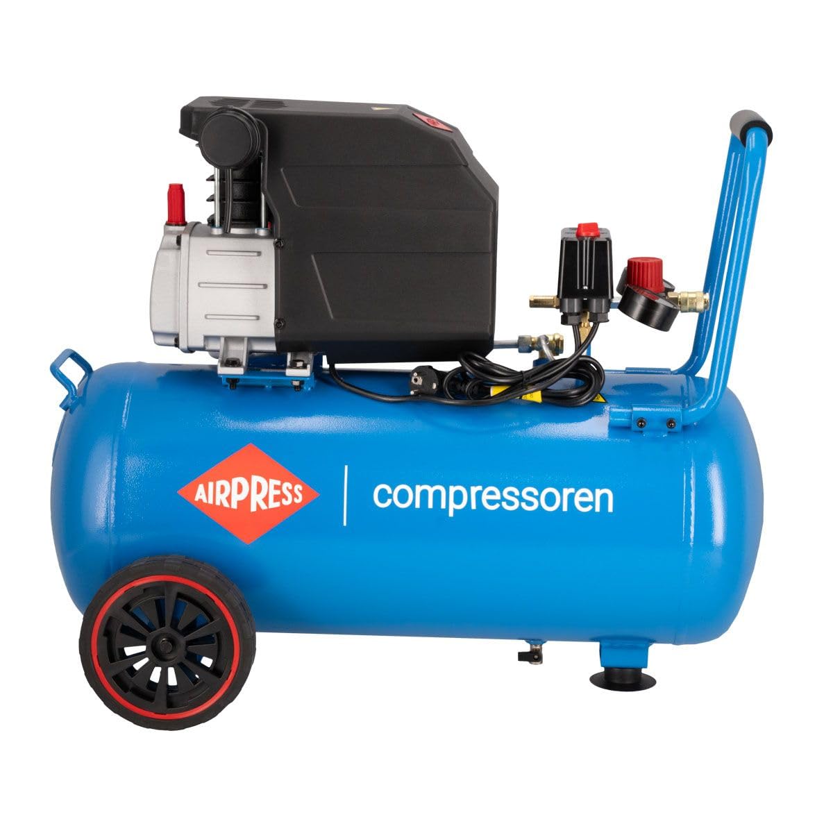 AIRPRESS - Compresor HL 260-50 8 bar 2 CV/1.5 kW 206 l/min 50 l - Compresor aire con ruedas - Compresor de aire de 50 litros uso doméstico o profesional