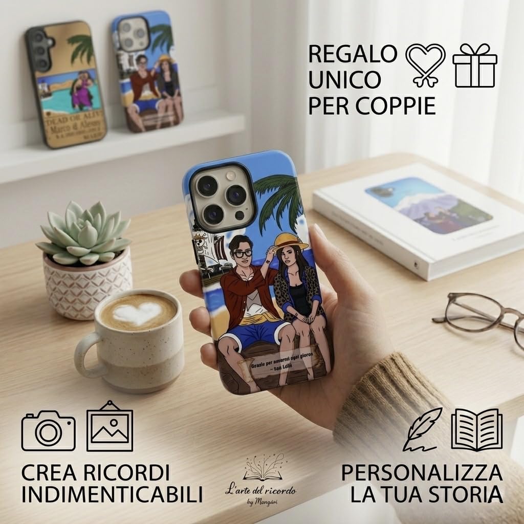 Cover Personalizzata per iPhone, Custodia con Disegno Artistico a Mano da Foto, Personalizzabile L'arte del ricordo by Mangari (Samsung Galaxy S24, Custodia Rigida Doppio Strato)