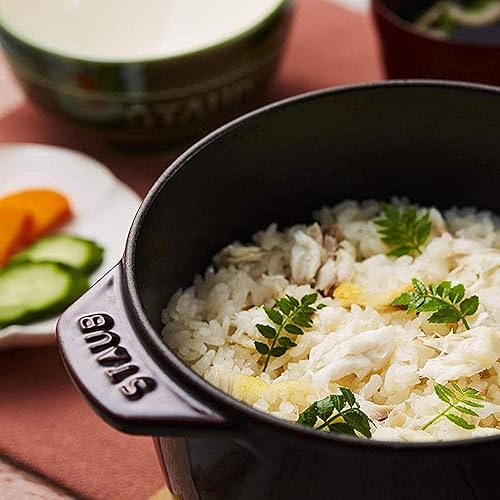 Miniatura 3 de staub La Cocotte de GOHAN 40509-655 La Cocotte de GOHAN Black M 6.3 inches (16 cm) Rice Pot, 2 Pieces, Cast Iron Pot, Induction Compatible, Rice