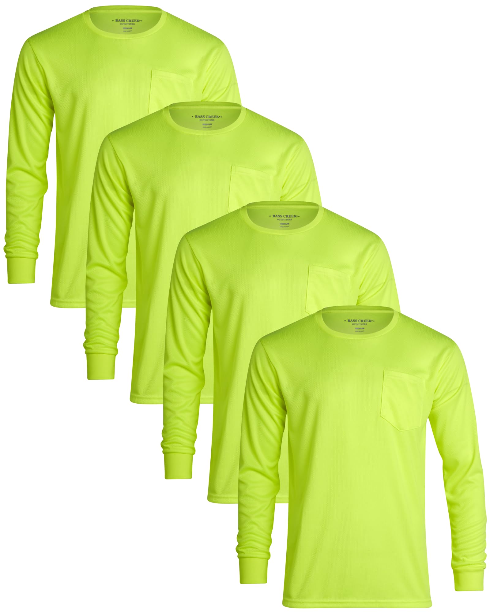Bass Creek Outfitterss Men's T-Shirt – 4 Pack Hi Vis Construction Long Sleeve Shirt (M-XXL)